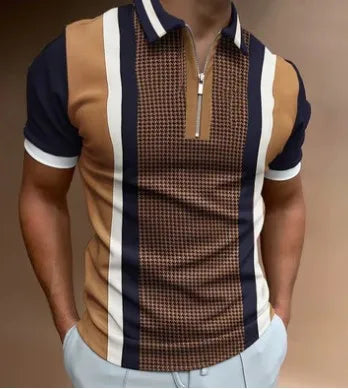 Herren Fashion Poloshirt POLO Shirt T-Shirt Kurzarm Zipper Hemd Polohemd NEU