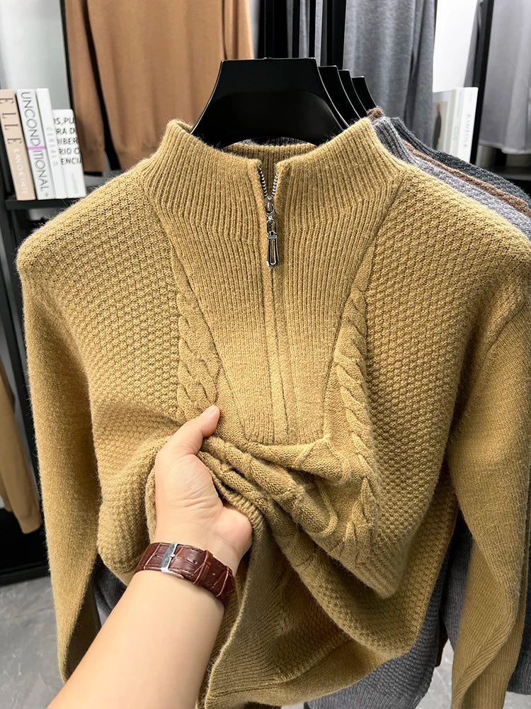 Herren Pullover Sweatshirt Troyer Pulli Sweater Stehkragen Zipper Langarmpulli