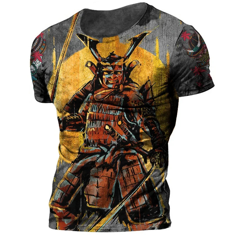 Fashion Herren Samurai Harajuku Vintage T-Shirt Unisex Streetwear Tank Top