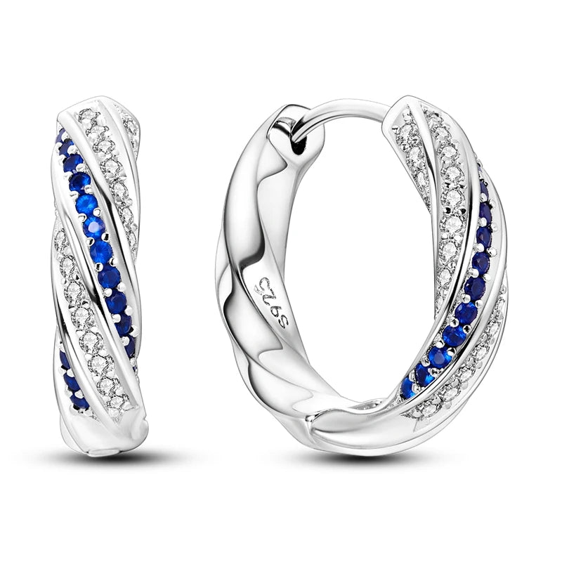 Orecchini a Cerchio in Argento 925 Sterling con Zirconi | Creole Brillantini