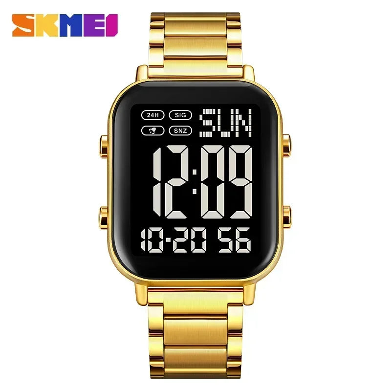 Herren Armbanduhr Digital Uhr Silber Edelstahl Quarzuhr Luxus Chronograph