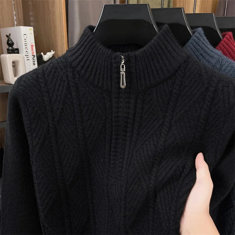 Herren Pullover Sweatshirt Troyer Pulli Sweater Stehkragen Zipper Langarmpulli