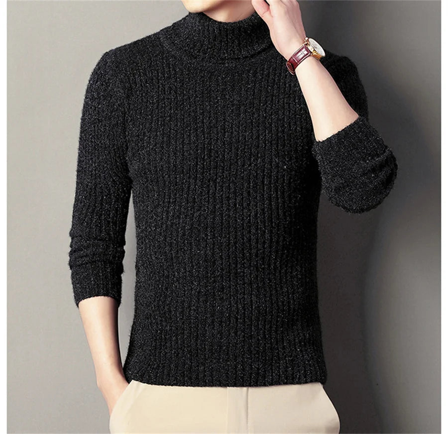Herren Rollkragen Pullover Sweatshirt Pulli Zipper Sweater Shirt Langarmshirt