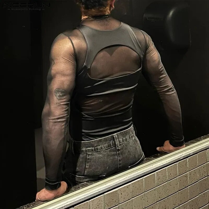 Fetisch Fashion Männer Sexy Bodysuits Herren Body Shirts Hemd Transparent Club