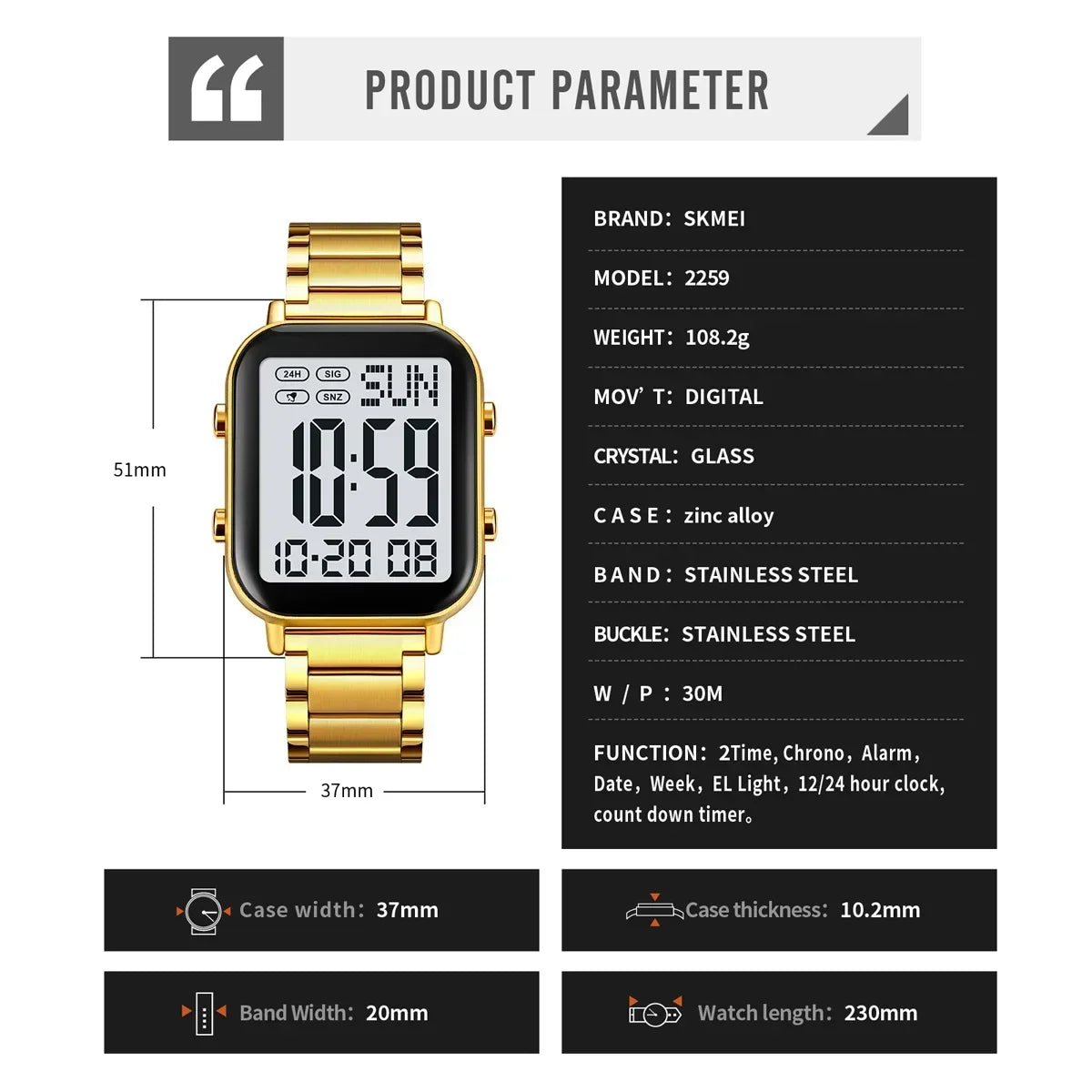 Herren Armbanduhr Digital Uhr Silber Edelstahl Quarzuhr Luxus Chronograph
