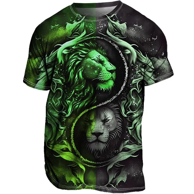 Männer Herren Fashion Lion 3D T-Shirt Rundhals Unisex Sommer Streetwear