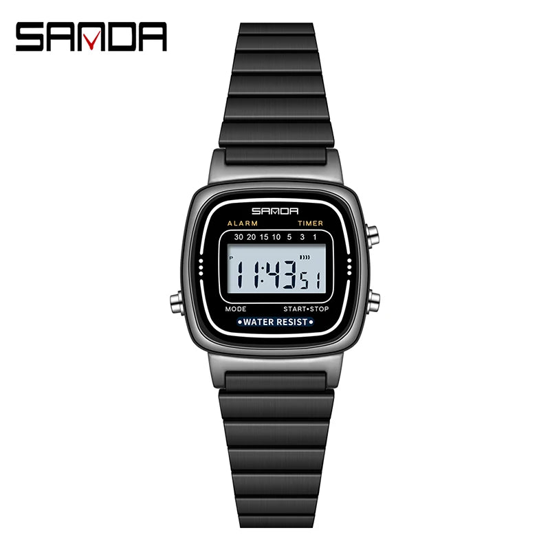 Damen Armbanduhr Armband Retro Digital Uhr Luxus Quarz Gold Quarzuhr LED-Anzeige