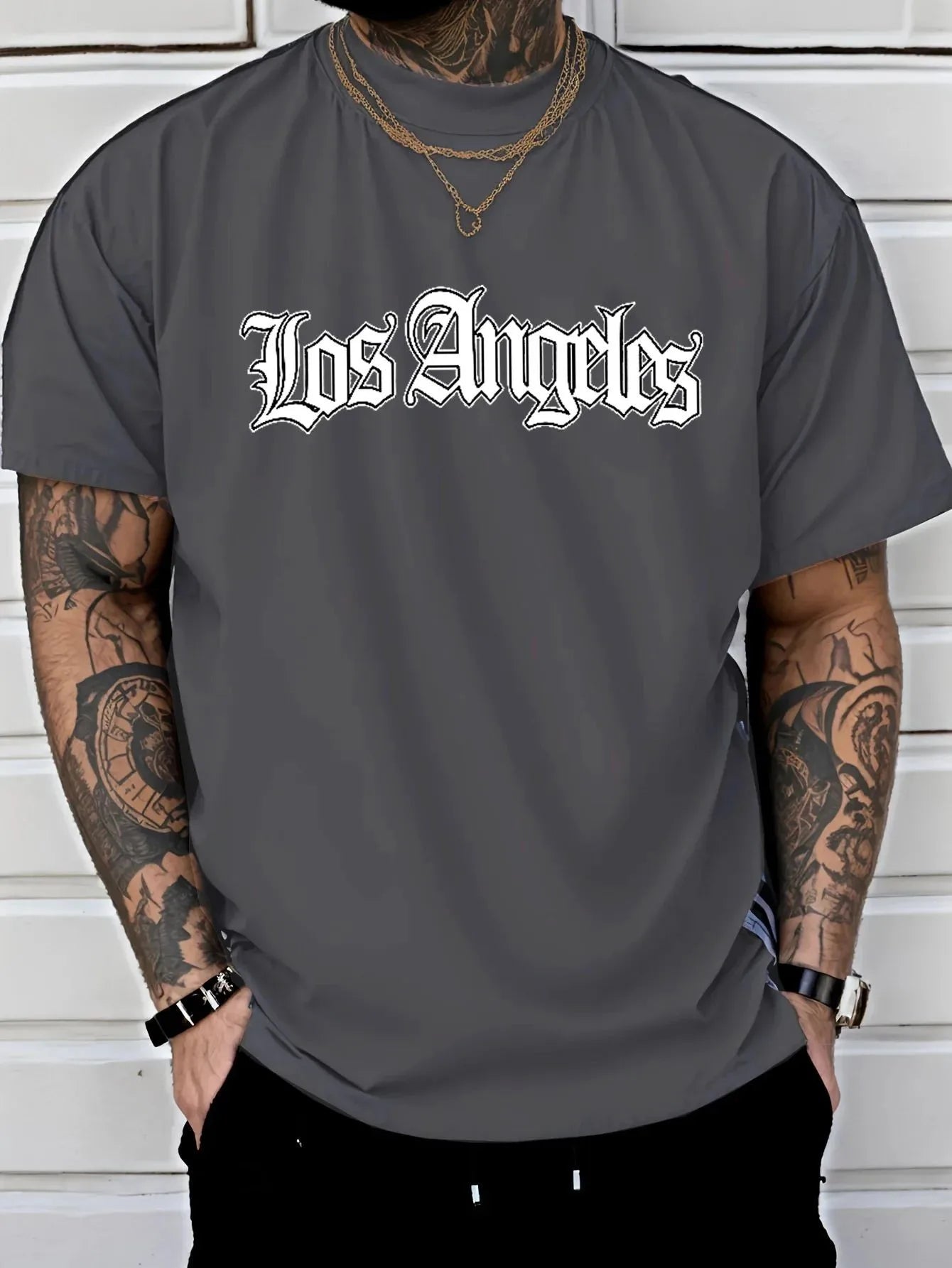 Herren T-Shirt Los Angeles Shirt Rundhals Streetwear Tank Top Hemd Polohemd Tops