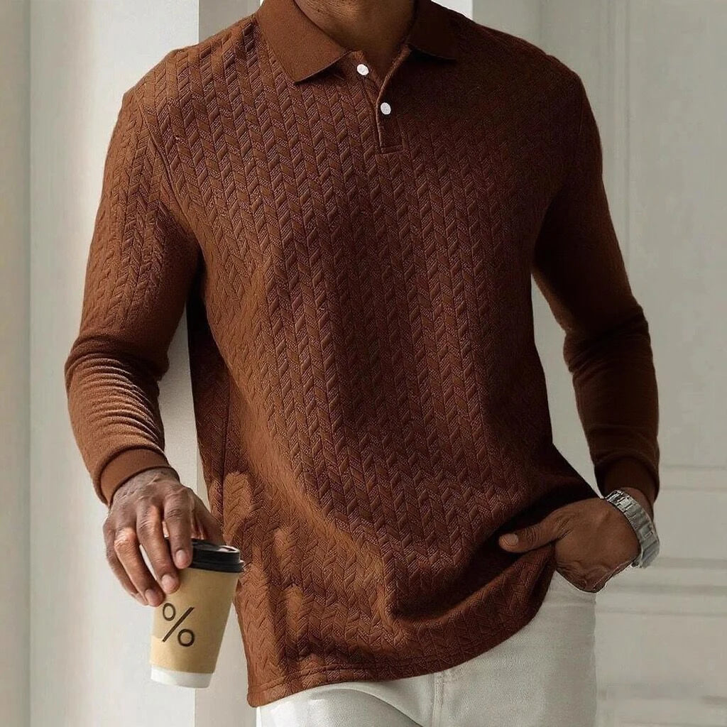 Herren Polo Pullover Sweatshirt Leichter Pulli Sweater Poloshirt Langarmshirt