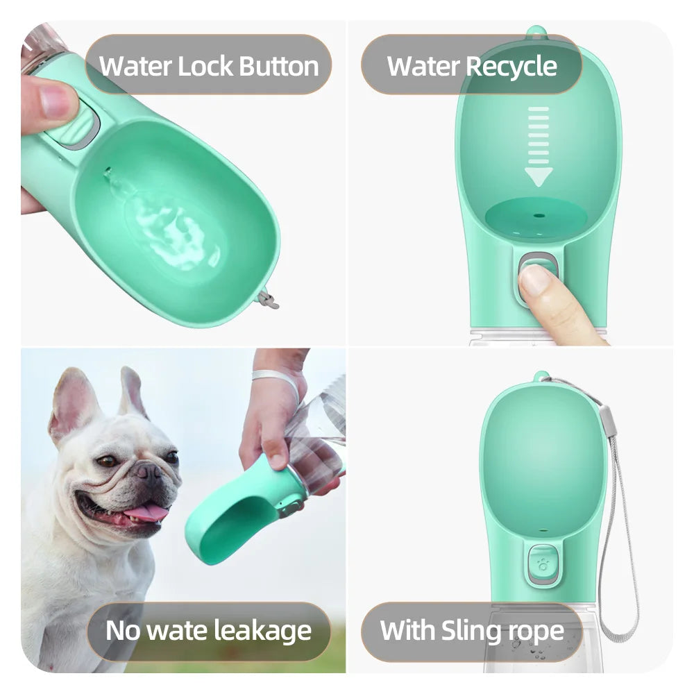 Hunde Trinkflasche Wasserflasche 680ml Unterwegs Futterbehälter Reise Wassernapf