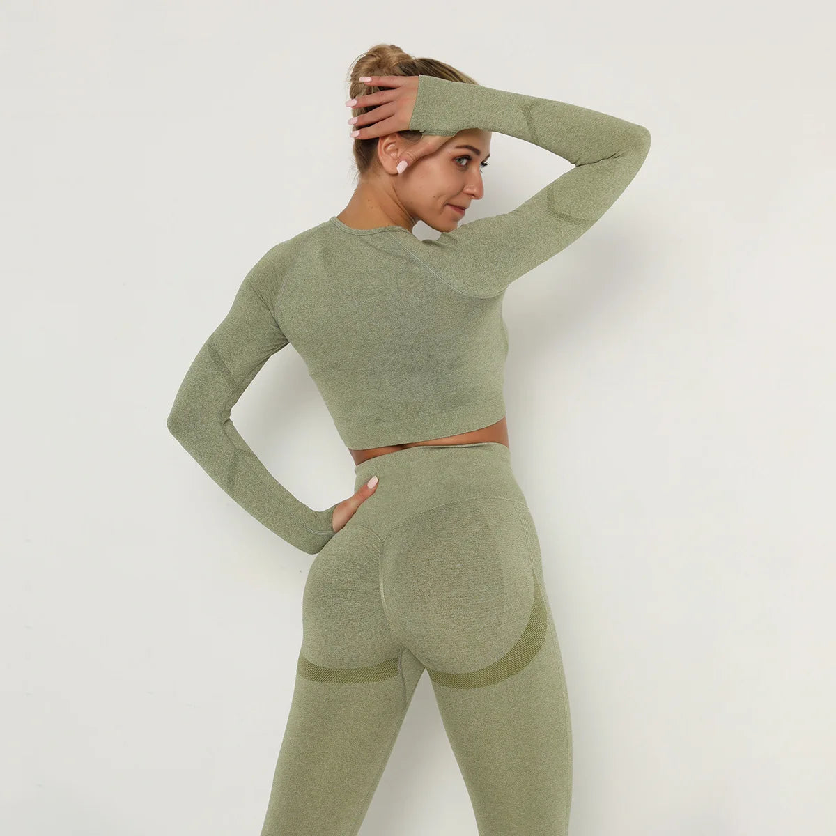 Damen Leggings Push Up Stretch Leggins Yoga Fitness Hose Sport BH Set Top Gym
