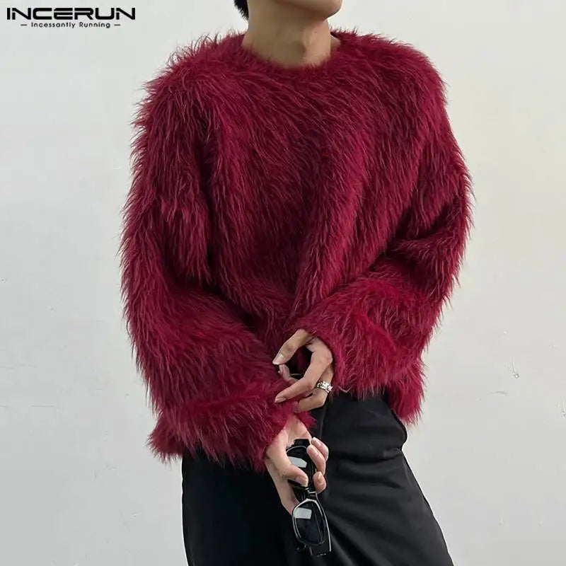 Herren Pullover Einfarbig Plüsch Sweatshirt Sweater Fashion Streetwear Pulli