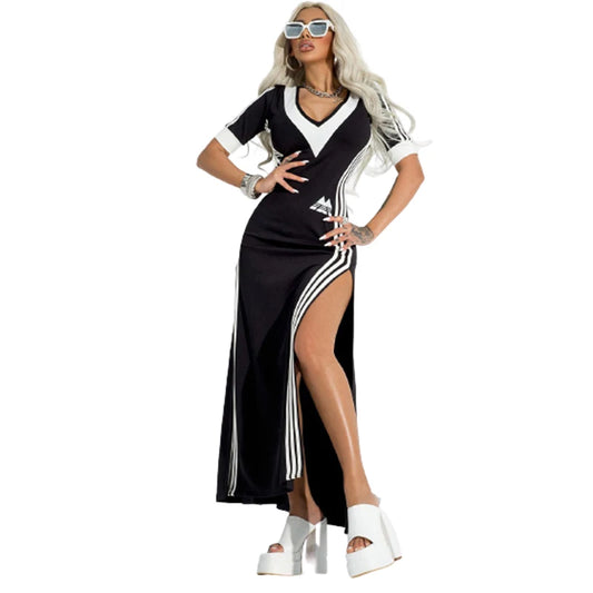 Frauen Maxikleid Fitness Sportkleid Kleid Sweatshirt Sweatkleid Longtops Tunika