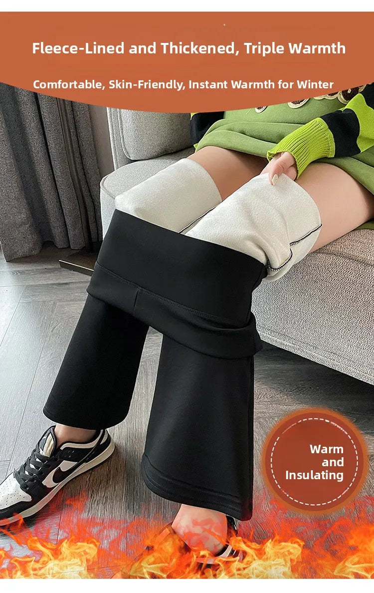 Hohe Taille, mit Fleece gefüttert, Bootcut-Yogahose, Damen-Oberbekleidung, Frühling, Herbst, Winter, schlankmachend, schwarz, Bauchkontrolle, lässig, Hai...