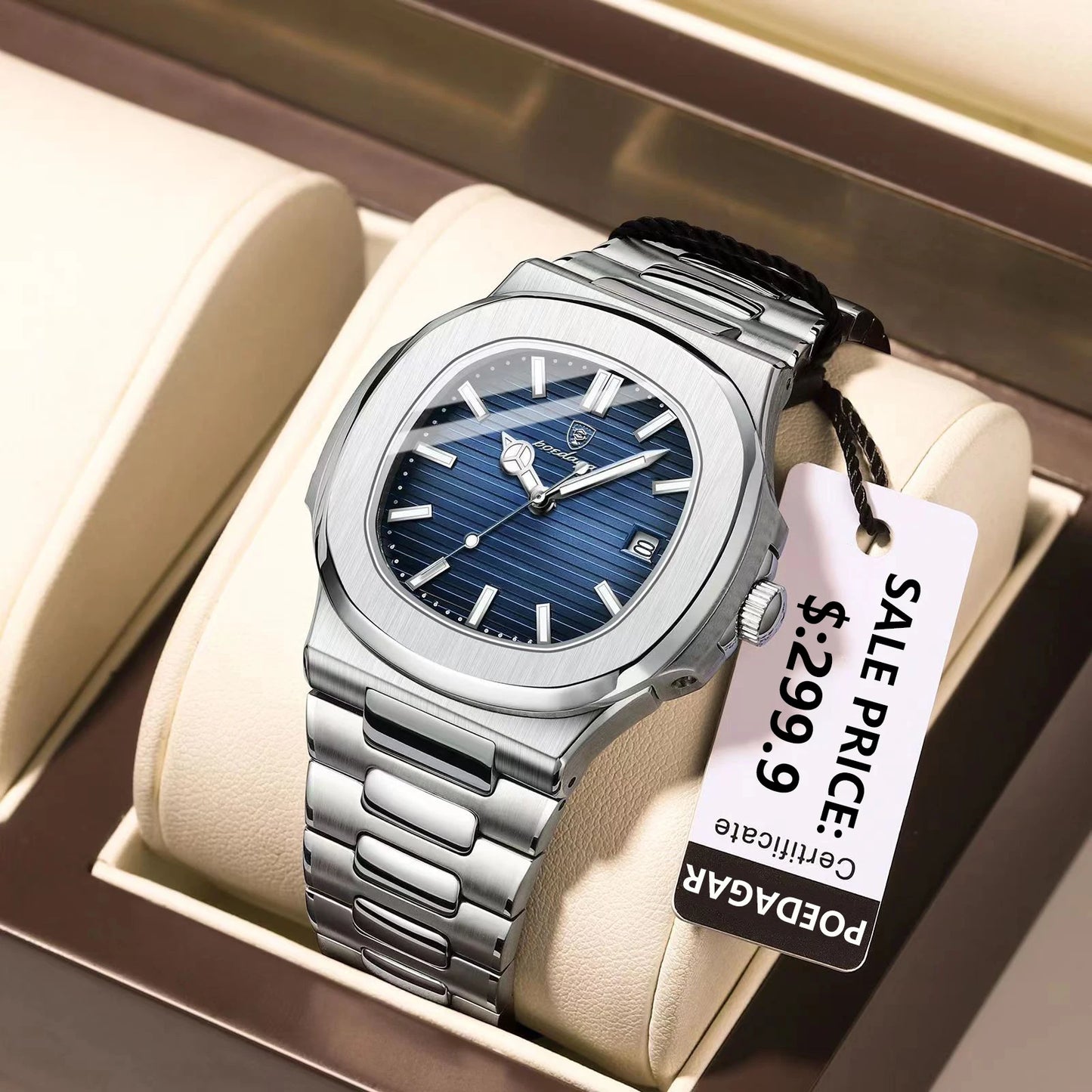 Herren Armbanduhr Silber Schwarz Edelstahl Quarzuhr Luxus Chronograph Business