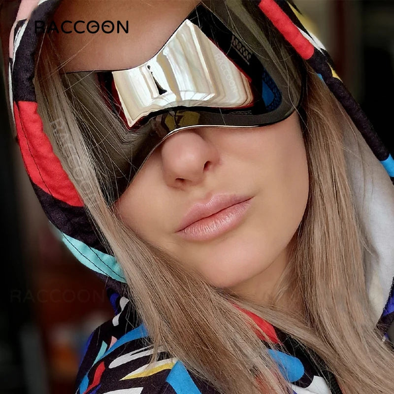 Designer Verspiegelte Sonnenbrille Damen Brille Große Gläser Pilotenbrille UV400