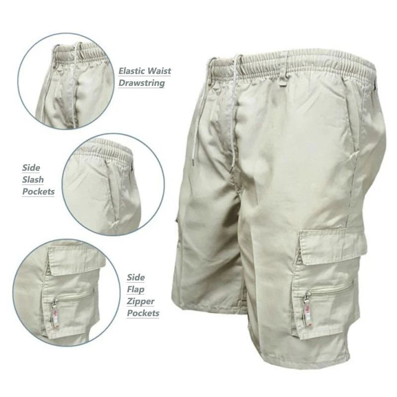 Herren knielange Shorts Bermuda Cargo Pants Vintage Casual Capri Kurze Hose