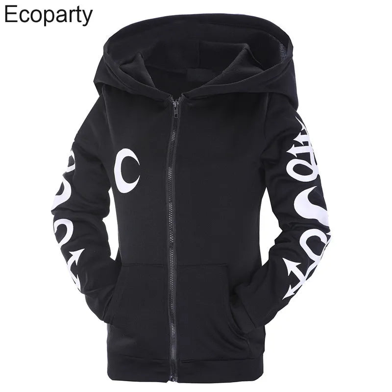 Gothic Kapuzenpullover Sweatjacke Zip Hoodie Sweatshirt Pullover Pulli Damen