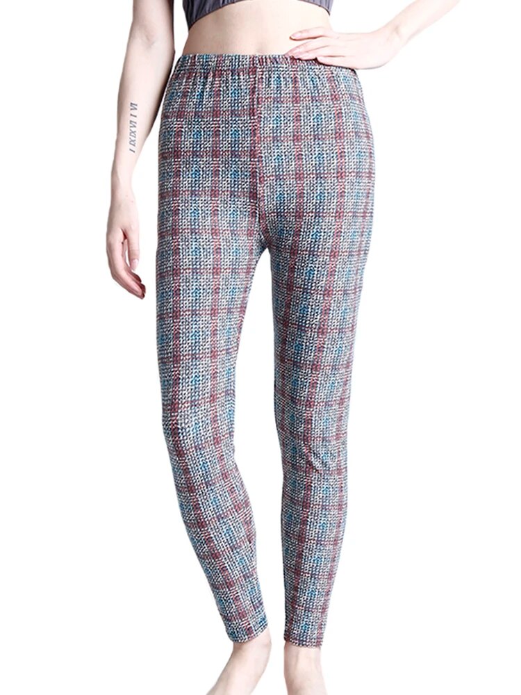 Leggings Damen Kariert Tartan Karo Muster Fitness Leggins Sexy Hohe Elastizität