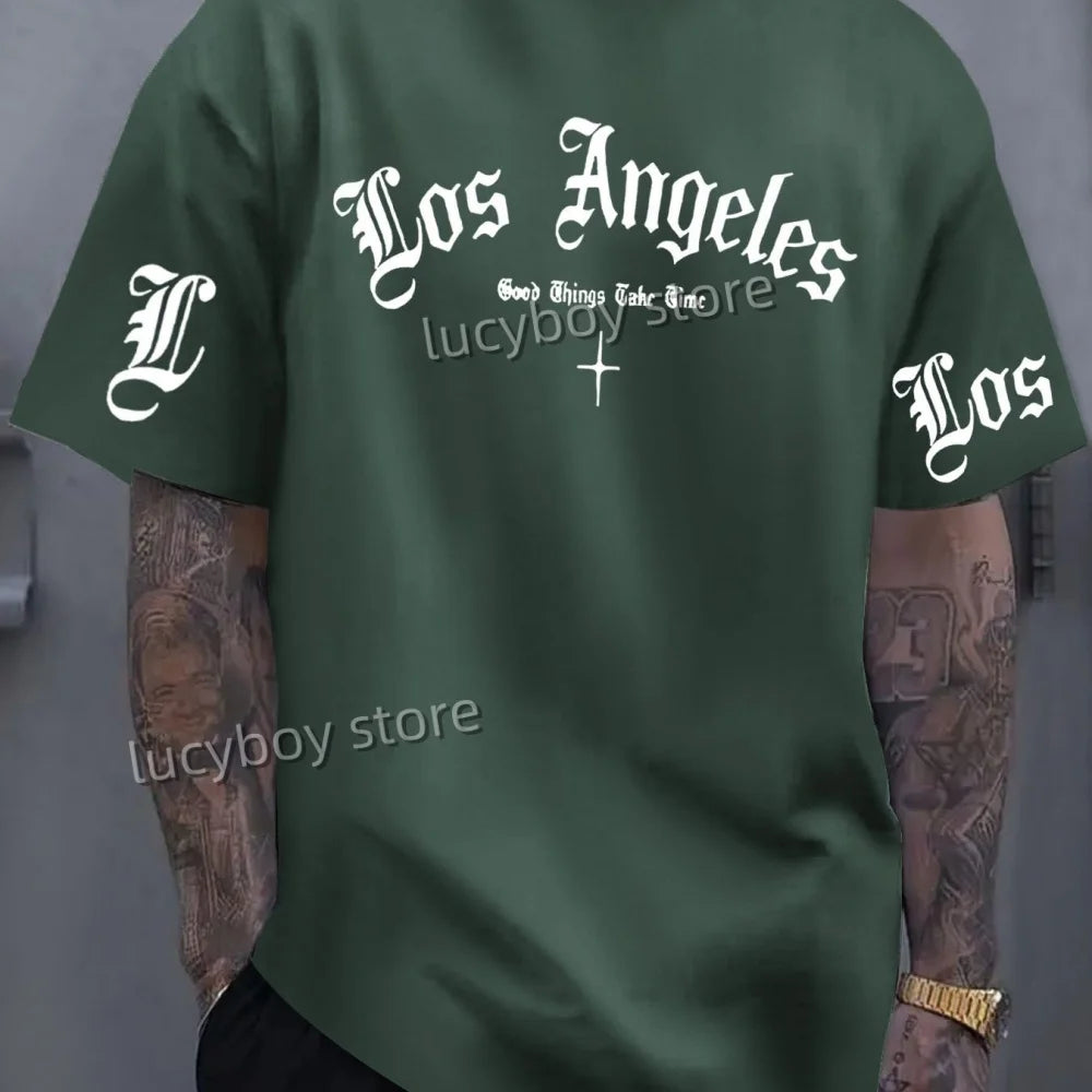 Herren T-Shirt Los Angeles Shirt Rundhals Streetwear Tank Top Hemd Polohemd