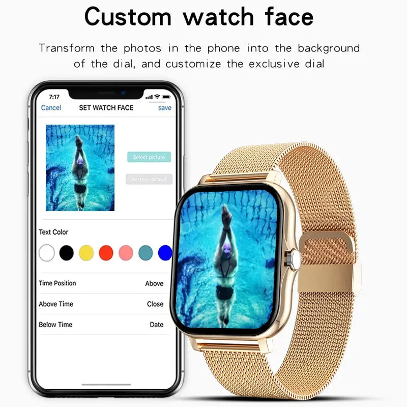 Frauen Smart Watch Männer Farbdisplay Full Touch Fitness Tracker Bluetooth Damen