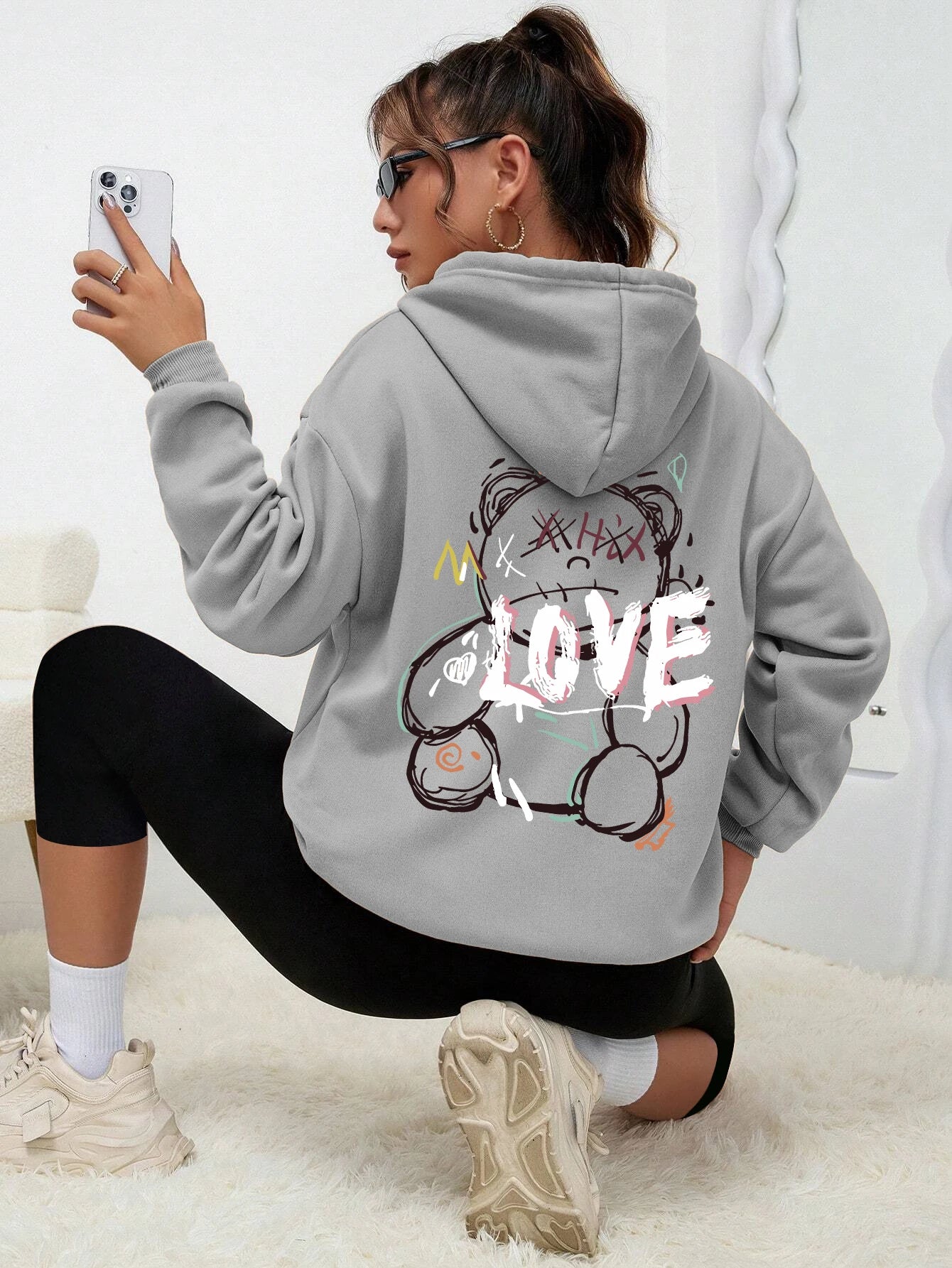 Teddybär Kapuzenpullover Sweatshirt Fleece Hoodie Pulli Damen Kapuzenpulli Shirt