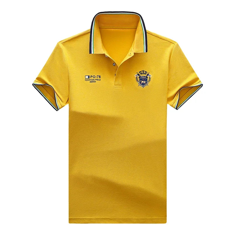 Sommer männer Casual Stickerei Kurzarm Polo-Shirt Neue Mode Einfarbig Top