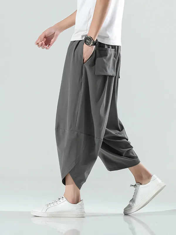 Herren Haremshose Chinesischer Stil Streetwear Vintage Wadenlang Sommerhose