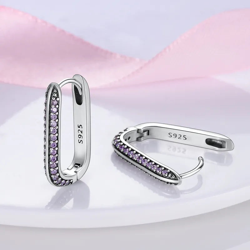 1 Paar Creolen aus 925 sterling Silber Schwarz Ohrringe Zirkonia Ohrstecker
