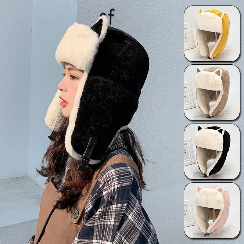 Fliegermütze Wintermütze Fellmütze Schapka Uschanka Mütze Ohrenklappenmütze