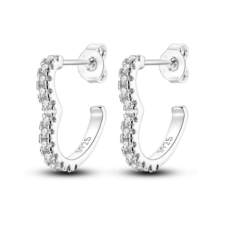 1 Paar Creolen aus 925 sterling Silber Ohrringe Ohrschmuck Zirkonia Ohrstecker