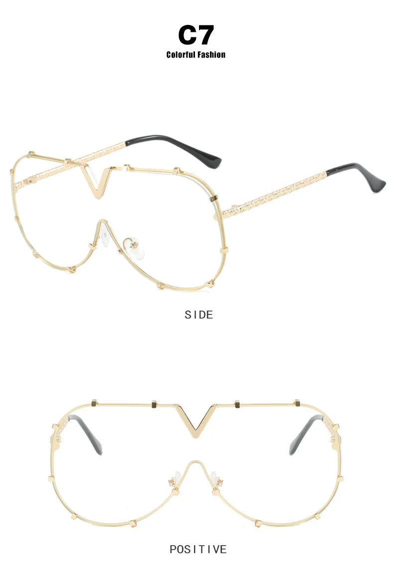 Damen Sonnenbrille Designer Luxus Brille Quadratische Übergröße Gläser Vintage