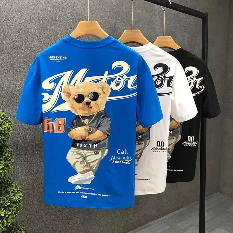 Trendy Herren Plus Size T-Shirt Rundhals Unisex Sommer Hip Hop Streetwear Top