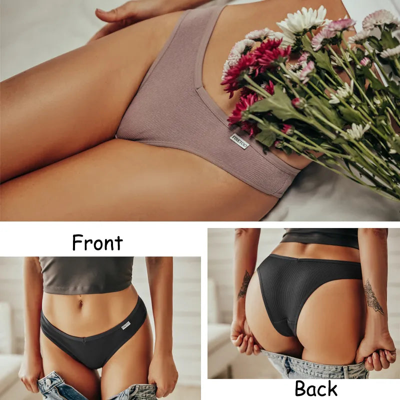 4Stk Frauen Baumwolle Tanga Höschen Sexy Schlüpfer Slip Dessous Unterwäsche