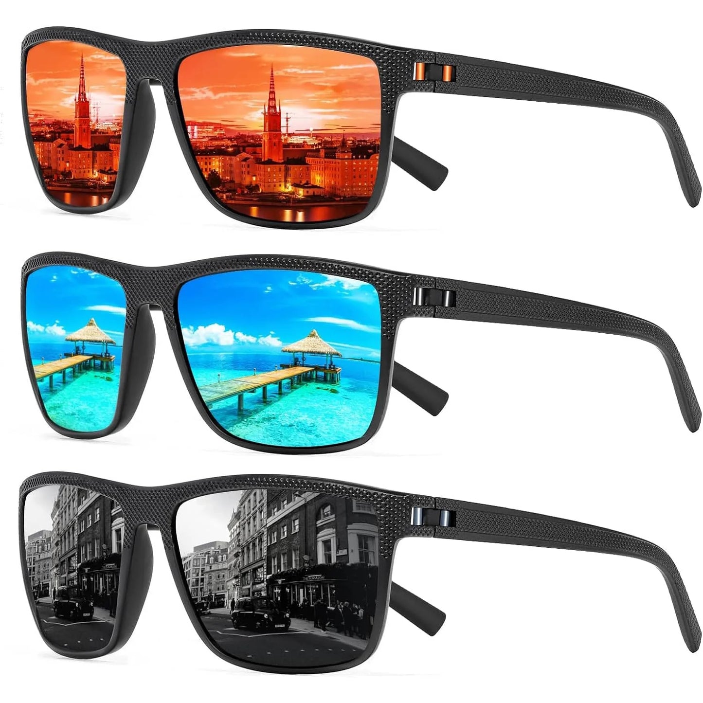 3 Stk Herren Designer Sonnenbrille Polarisierte Pilotenbrille Damen Brille UV400
