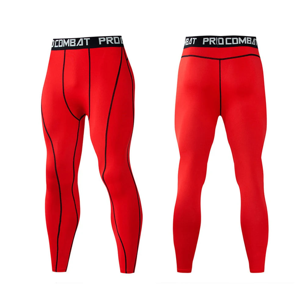 Pantaloni a Compressione da Uomo Leggings Calcio Corsa Palestra Leggins Calza