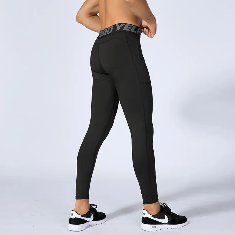 Pantaloni a Compressione da Uomo Leggings Calcio Corsa Palestra Leggins Calza