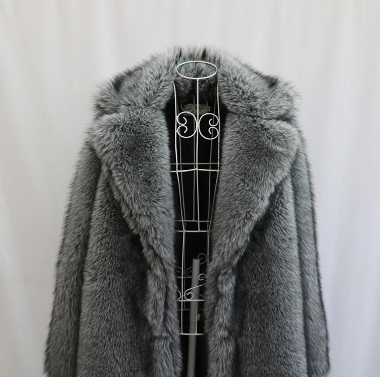 Herren Wintermantel Pelzmantel Kunstpelzmantel Herrenmantel Kunstpelz Mantel