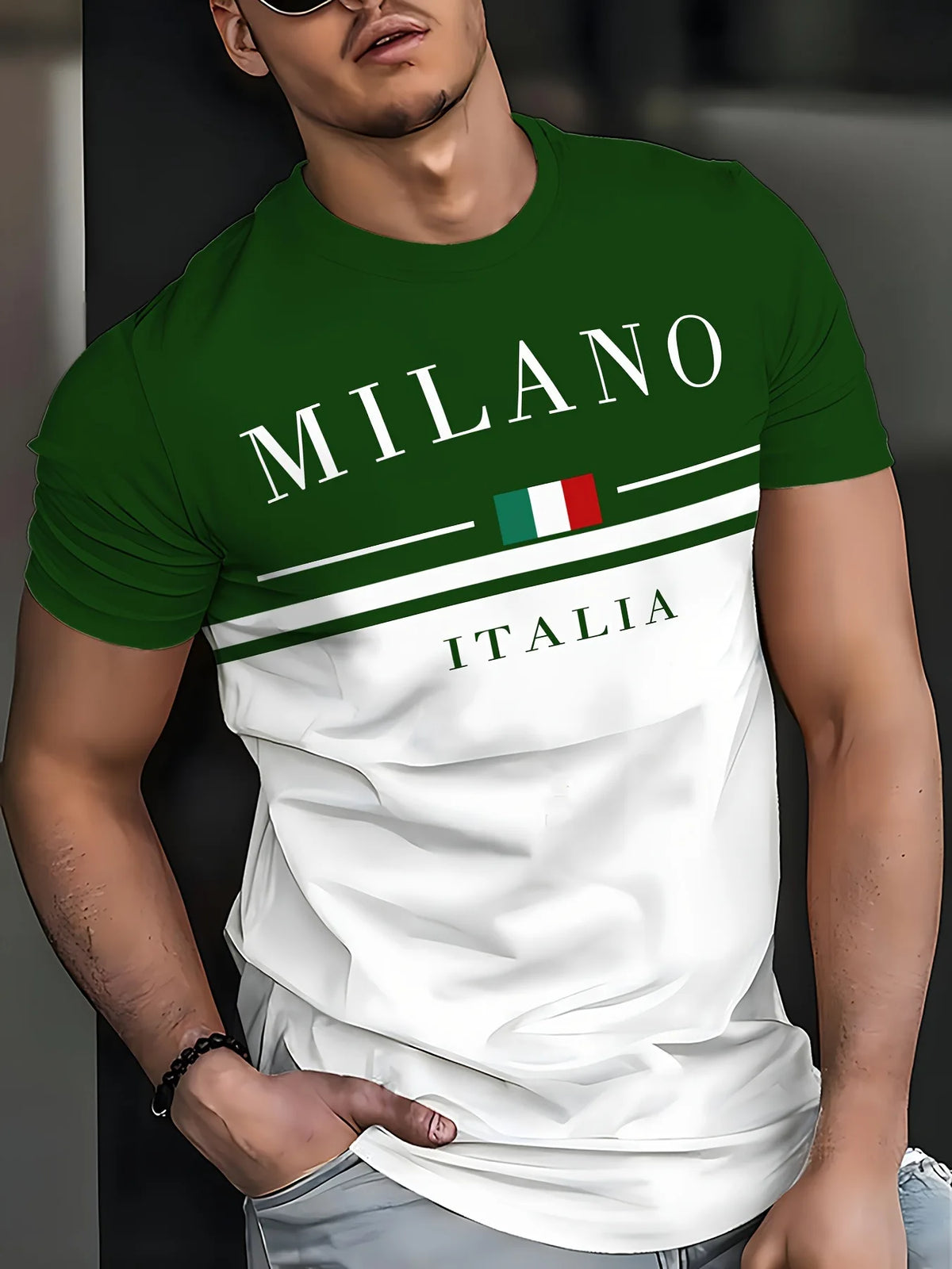 T-Shirt Uomo Manica Corta Italia Milano Maglietta Camicia Maglia Italy