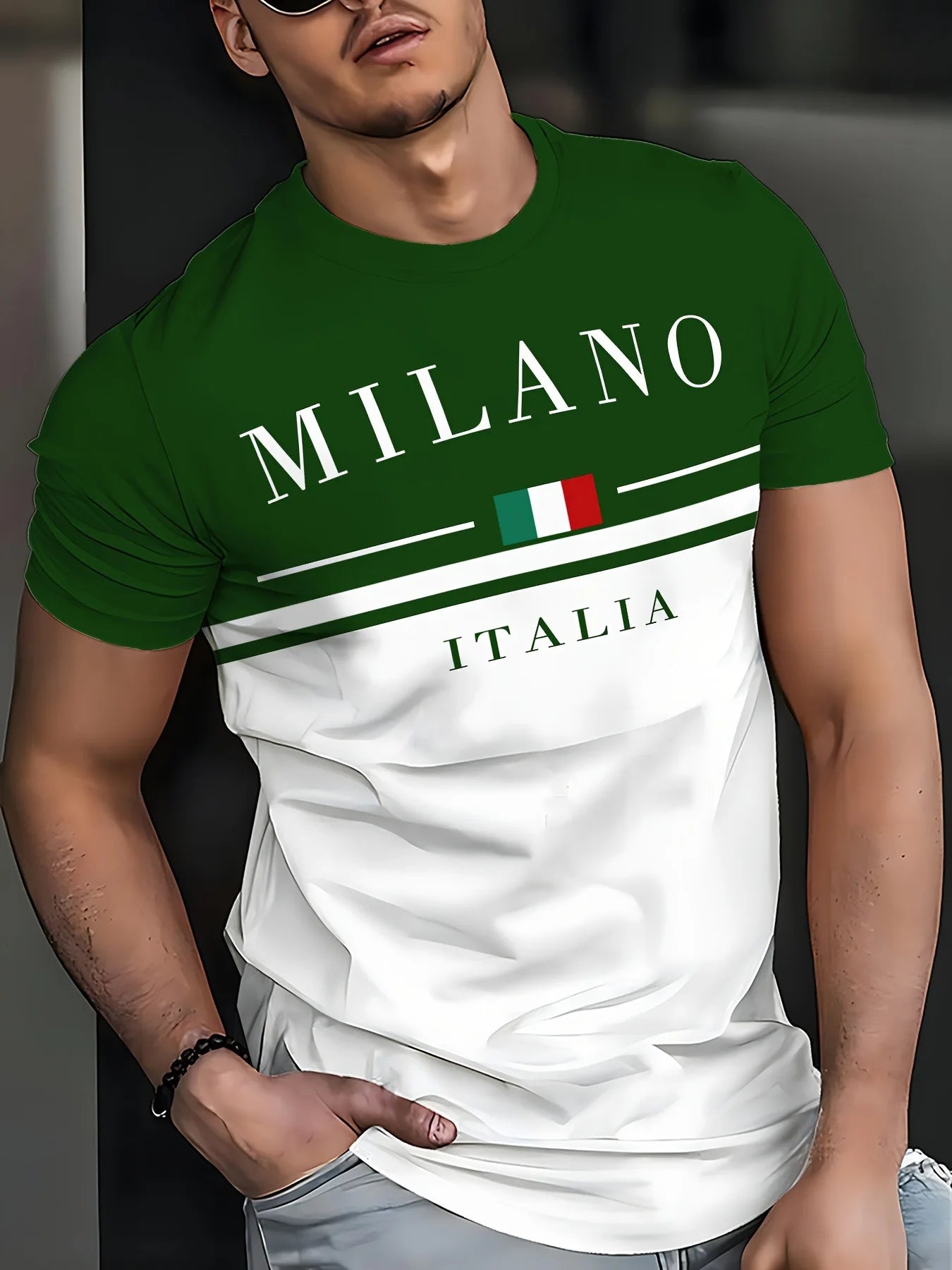 T-Shirt Uomo Manica Corta Italia Milano Maglietta Camicia Maglia Italy