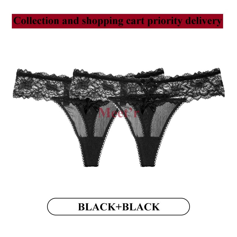 2Stk Frauen Spitze Tanga String Höschen Sexy Schlüpfer Slip Dessous Unterwäsche