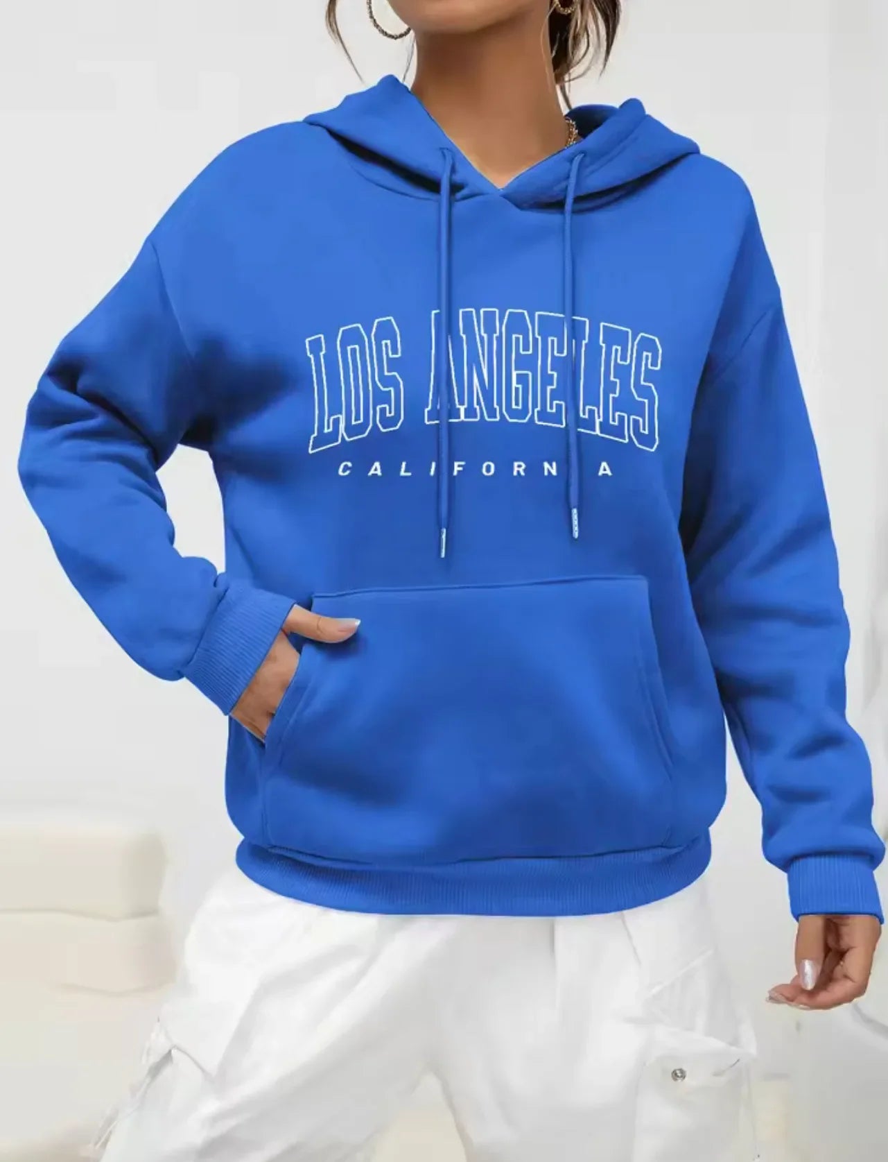 Felpa Con Cappuccio Donna Los Angeles Giacca Sportiva Hoodie Tuta Maglia Shirt