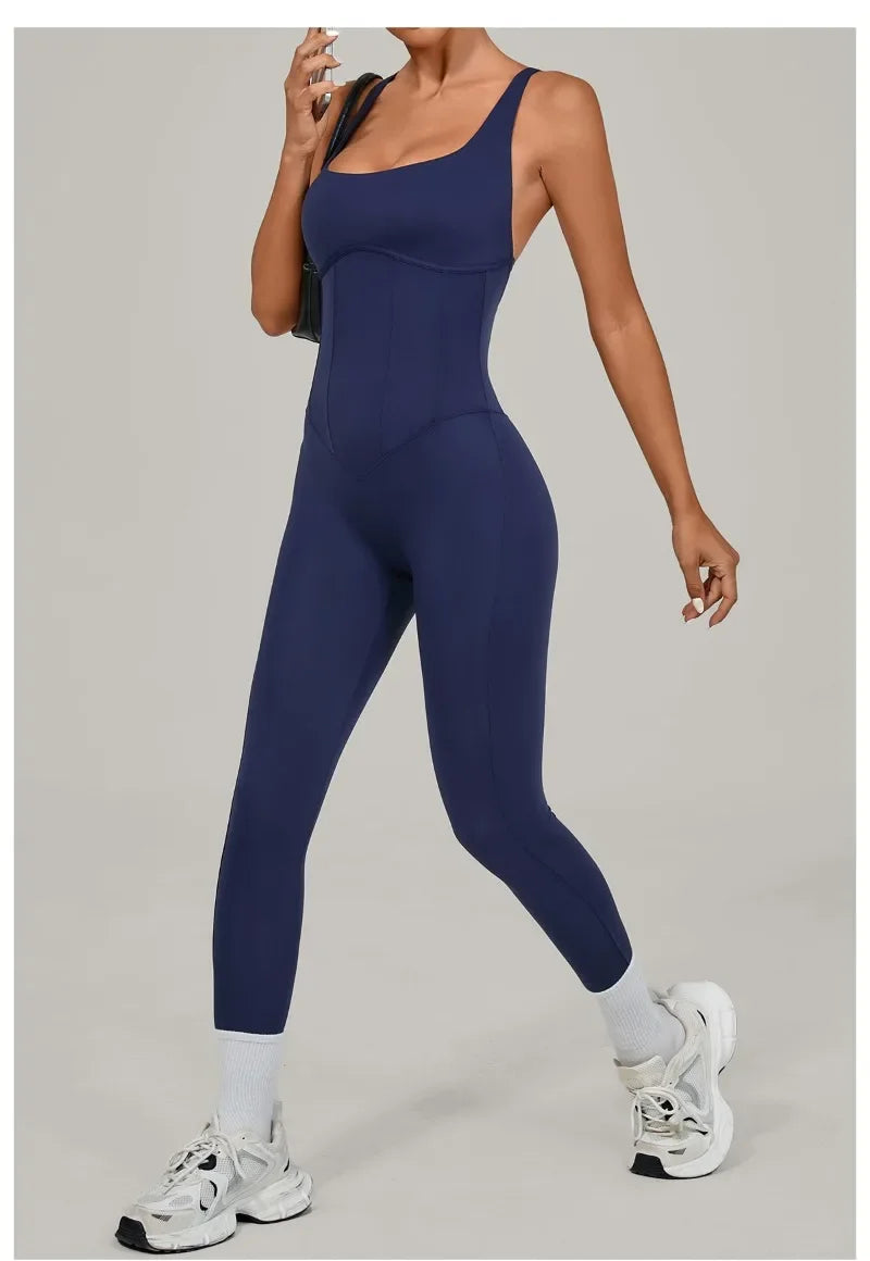Tuta intera Sportiva Donna Rompers Pantaloni Yoga Palestra Sexy Jumpsuit Tutina
