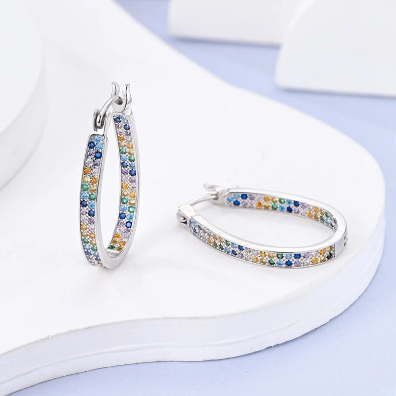 Orecchini a Cerchio in Argento 925 Sterling con Zirconi | Creole Brillanti