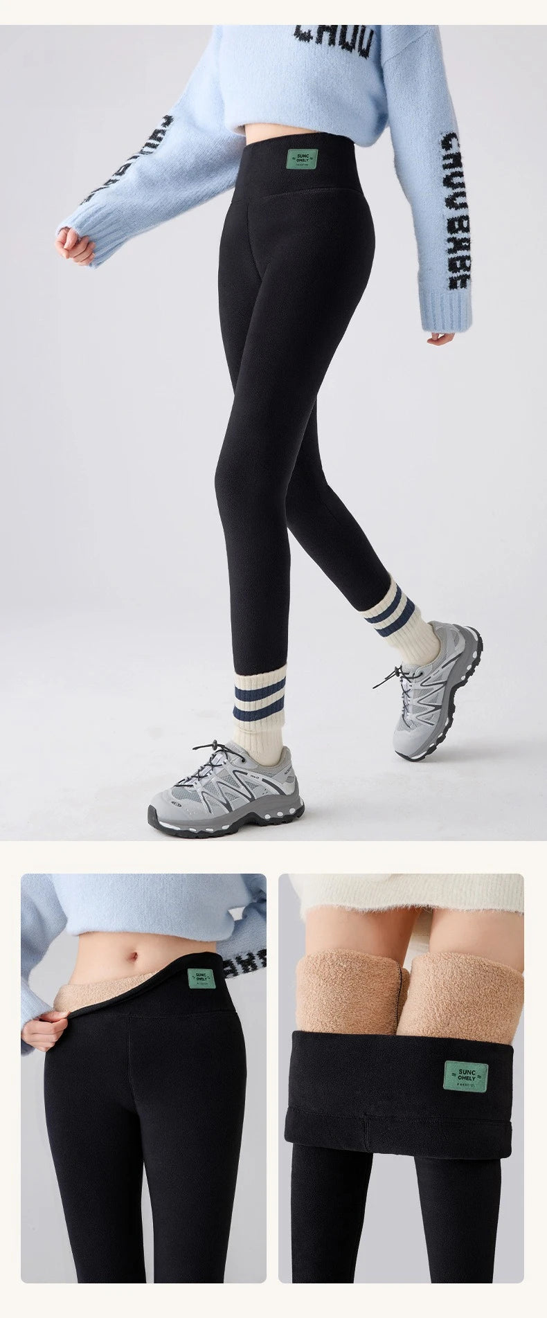 Frauen Hose Winter Leggins Warm Thermohose Innenfleece Blickdichte Strumpfhose