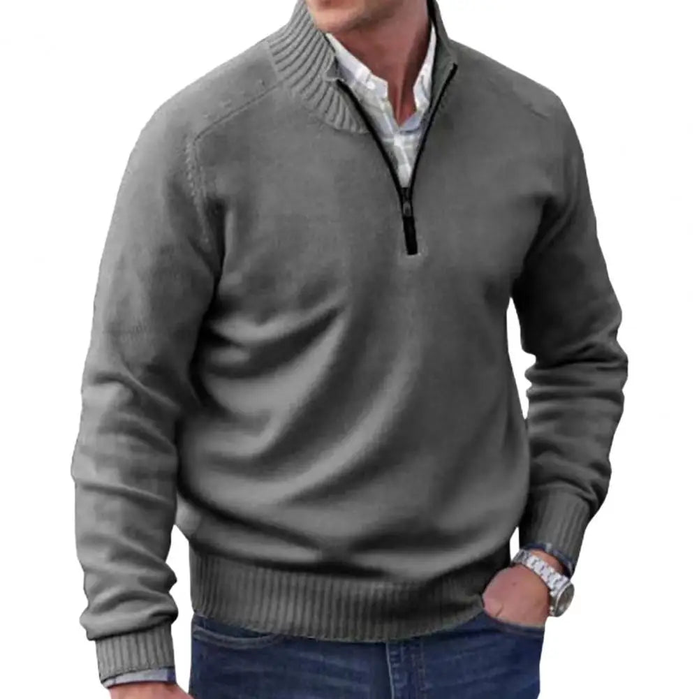 Herren Pullover Sweatshirt Troyer Pulli Sweater Stehkragen Zipper Langarmpulli
