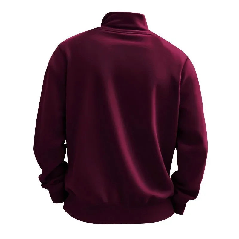 Herren Pullover Sweatshirt Troyer Pulli Sweater Stehkragen Zipper Langarmpulli