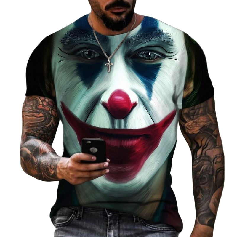 Herren Fashion Vintage  Joker 3D T-Shirt Rundhals Unisex Sommer Streetwear