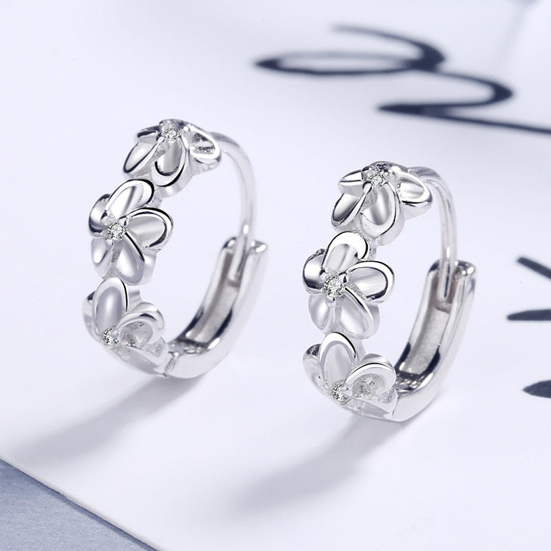 1 Paar Creolen aus 925 Sterling Silber Ohrringe Zirkonia Ohrstecker NEU