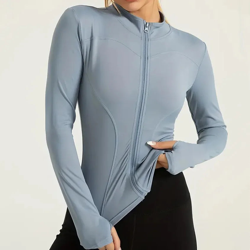 Damen kurze Sportjacke Sweatshirt Fitness Gym Jacke Yogajacke Yoga Sportswear